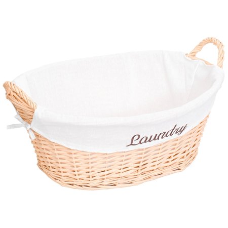 Vintiquewise Willow Laundry Hamper Basket with Liner and Side Handles QI003689